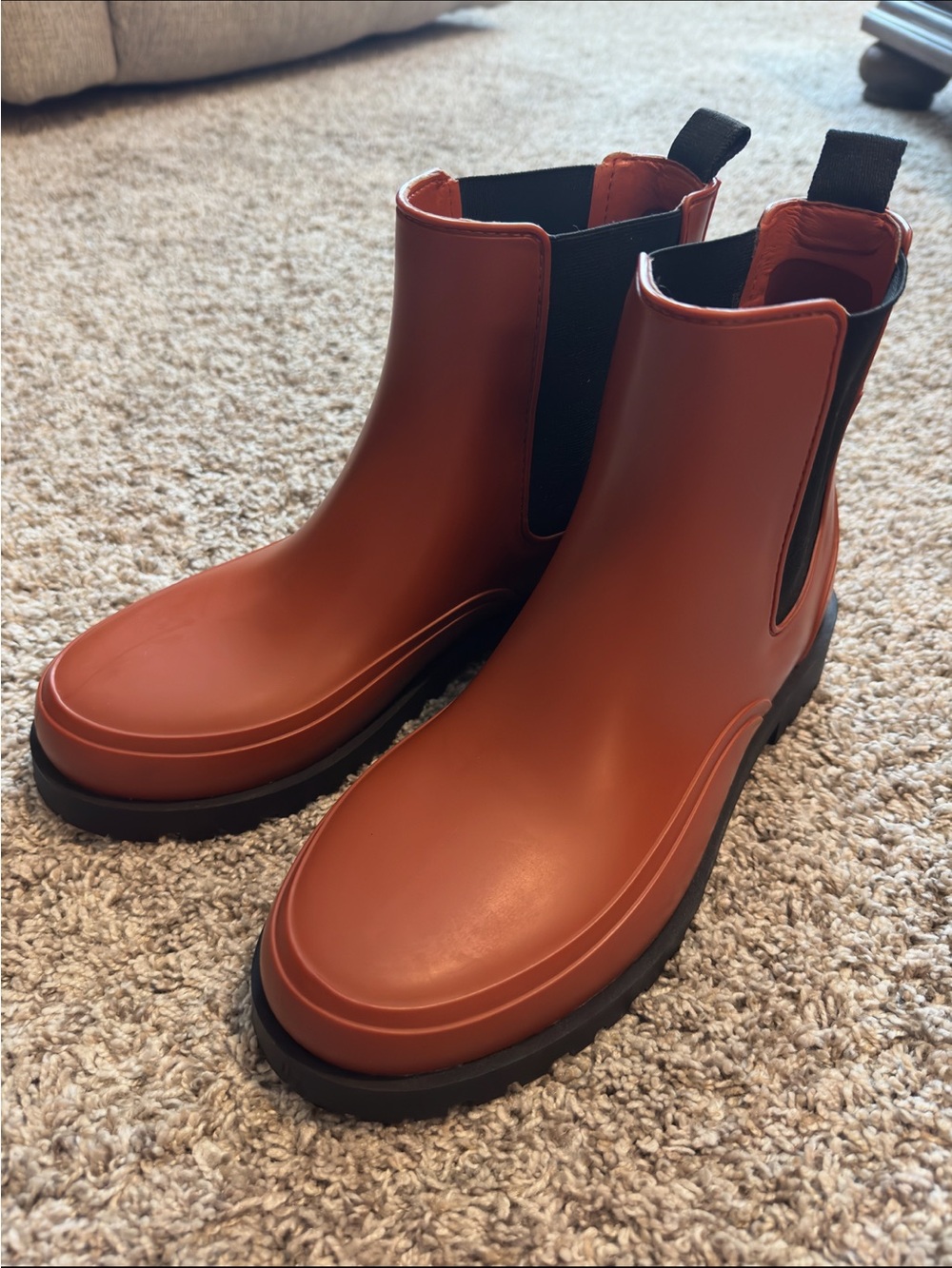 Bernardo Addison Rain Boots — Rust Orange with Black Panels